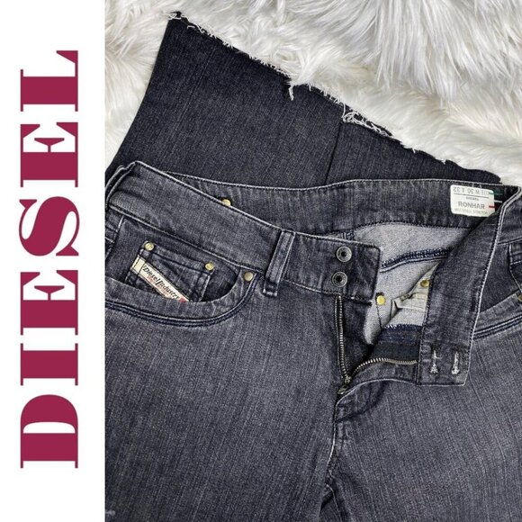 DIESEL RONHAR Stretch Black Denim Wide Leg Mid Rise Jeans, 30 x 32 - Picture 4 of 11